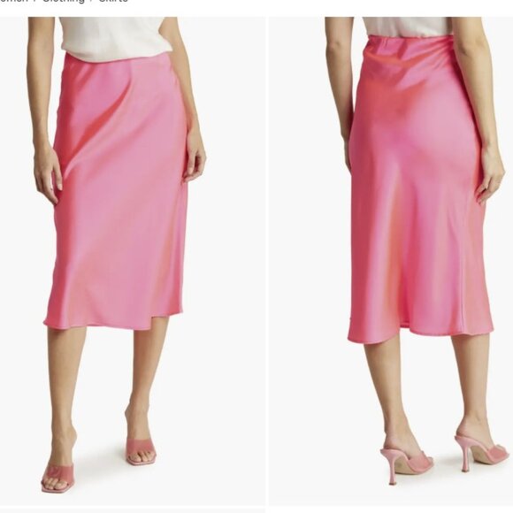 Renee C Solid Satin Midi Skirt - Picture 1 of 1